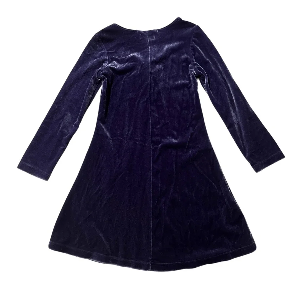Vintage Girls Dress 5 Childrens Place Purple‎ Velvet Long Sleeve Rose Applique - Picture 2 of 5